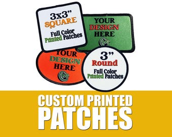Patches de ferro personalizados | Escolha seu formato, patches impressos personalizados com borda preta, suporte adesivo, adicione seu logotipo, adicione sua foto