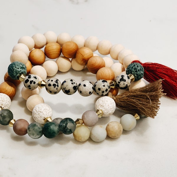 Three customized stone bracelets