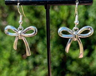 Silver Bow Earrings