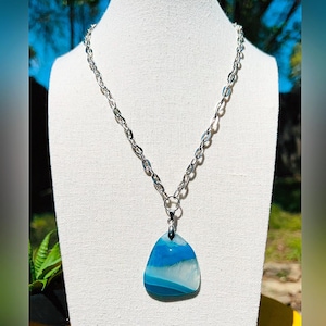 Blue Agate Teardrop Pendant