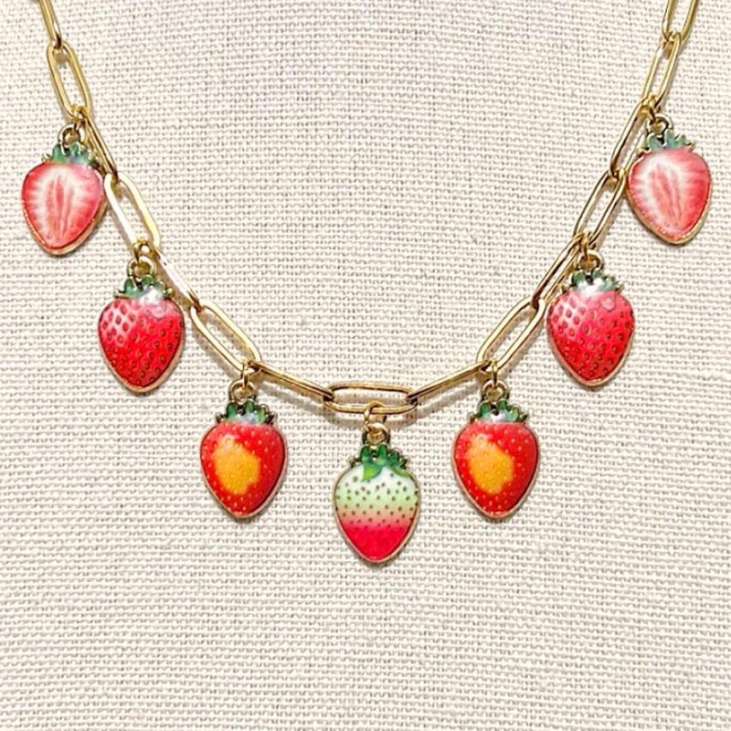 Strawberry Necklace Etsy