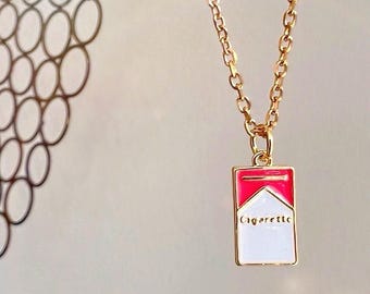 cigarette butt necklace Graffiti Sterling silver with 14k gold vermeil cigarette pendant Cigarette necklace  Bungee Space