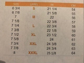 HAT SIZE CHART - Etsy