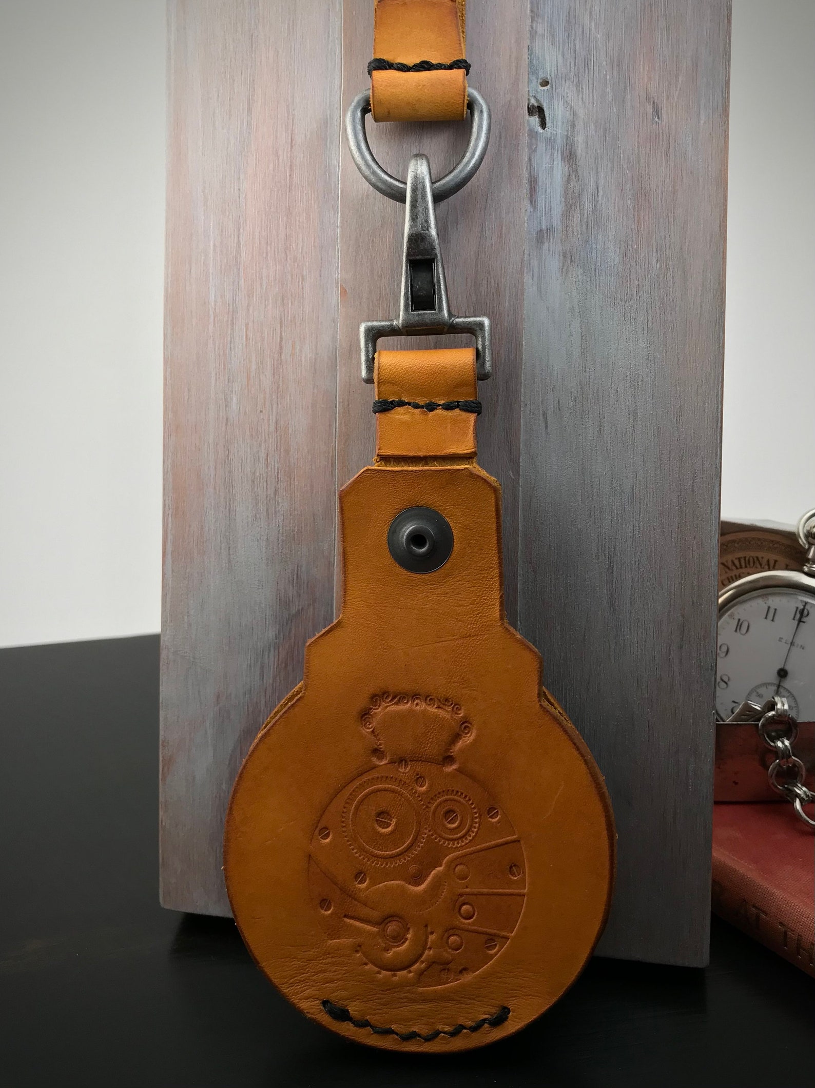 16 Size Leather Pocket Watch Holder Pouch With Lanyard Etsy