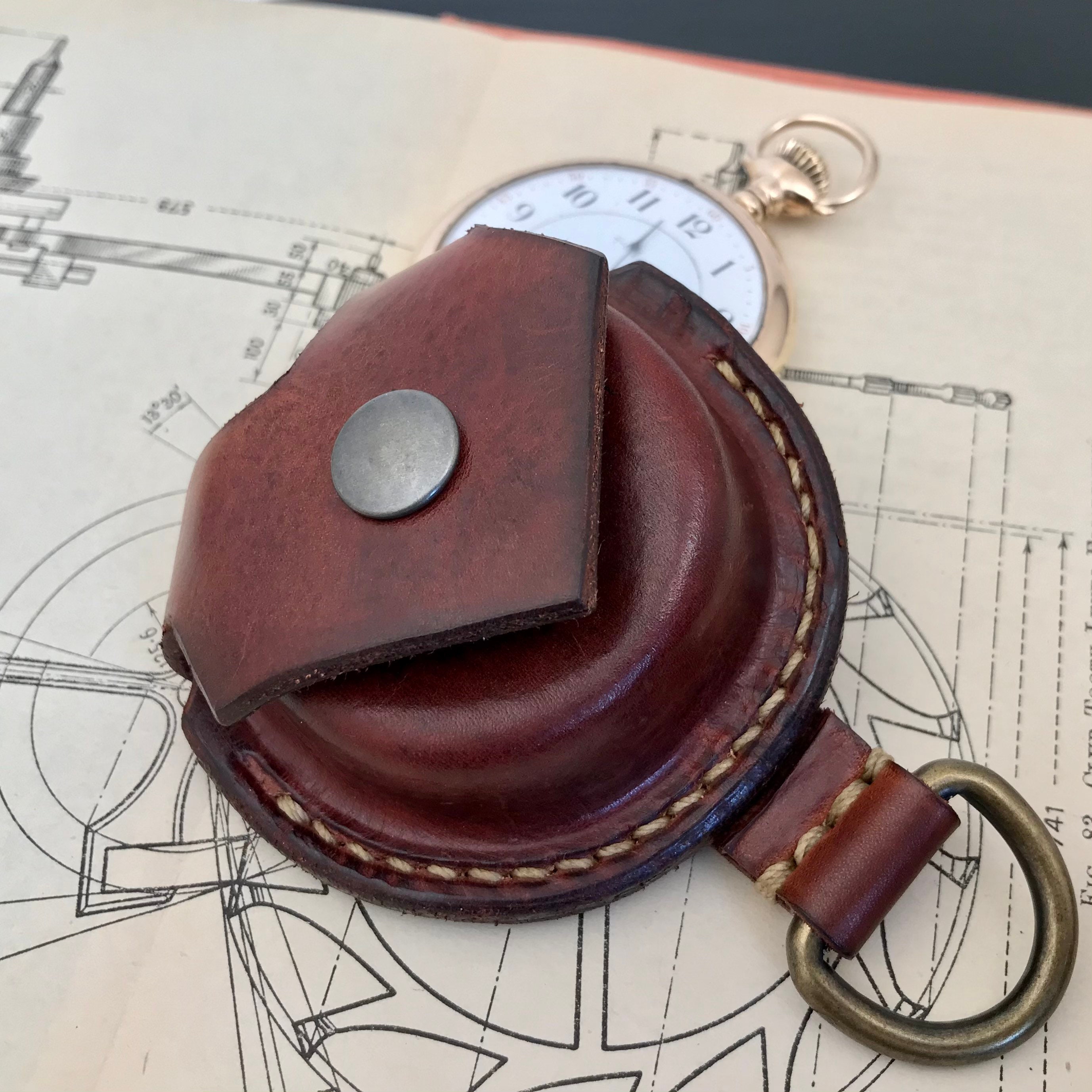 16 Size Leather Pocket Watch Holder Pouch with Belt Loop and Etsy