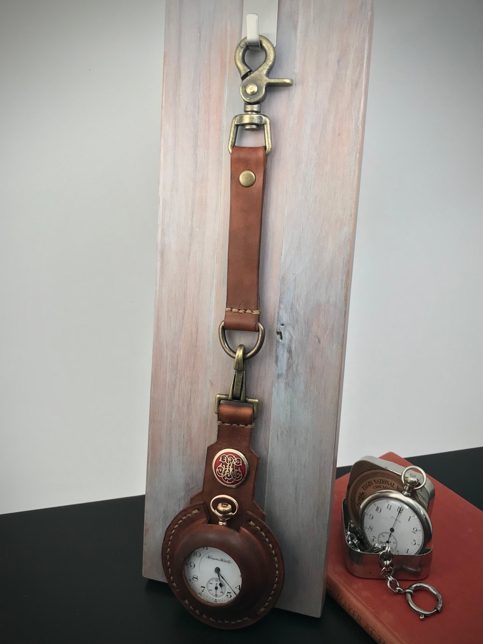 16 Size Leather Pocket Watch Holder Pouch With Lanyard Etsy