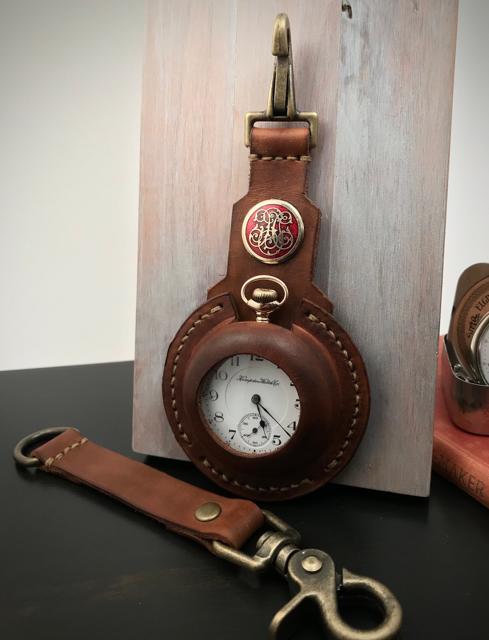 16 Size Leather Pocket Watch Holder Pouch With Lanyard Etsy