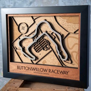 Buttonwillow Raceway Park 3D-muurkunst houten baankaart aanpasbaar