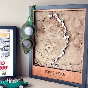 Pikes Peak International Hill Climb 3D houten renbaankaart muurkunst aanpasbaar