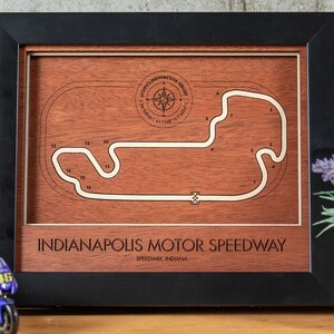 Indianapolis Motor Speedway Motorcycle Circuit Shadow Box Map 8x10 Layered Wood Framed w/Glass
