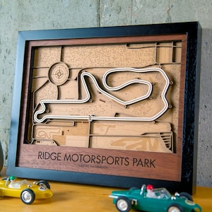 Ridge Motorsports Park 3D Wood Track Map Wall Art aanpasbaar