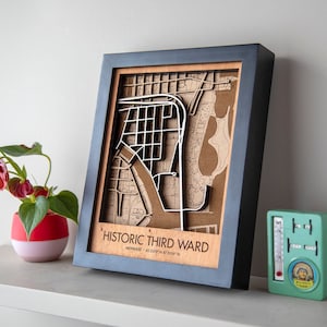 Milwaukee Neighborhoods Historic Third Ward Layered Wood Map Wall Art