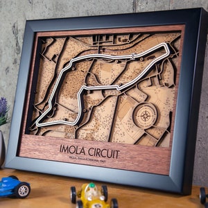 Imola Circuit Emilia Romagna 3D-houten routekaart Formule 1 F1 muurkunst aanpasbaar