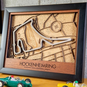 Hockenheimring 3D Holz Track Map Formel 1 F1 Wandkunst Anpassbar
