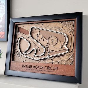 Interlagos 3D-houten routekaart Formule 1 F1 muurkunst aanpasbaar