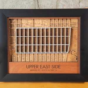 Milwaukee Neighborhoods Upper East Side Layered Wood Map Wall Art