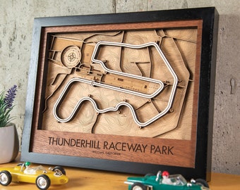 Mappa della pista in legno 3D Thunderhill Raceway Park, decorazione murale personalizzabile