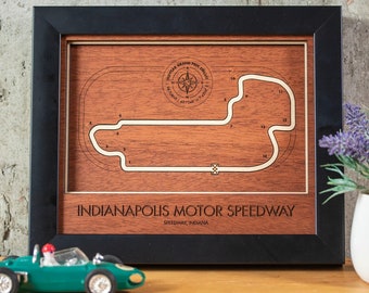 Indy Car Circuit Map: Indianapolis Motor Speedway Layered Wood Shadow Box (8x10)