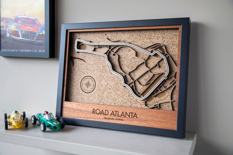 Road Atlanta 3D Wood Race Track Map Wall Art | Etsy
