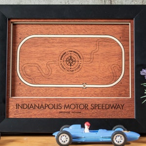 Indianapolis Motor Speedway Oval Circuit Shadow Box Map 8x10 Layered Wood Framed w/Glass