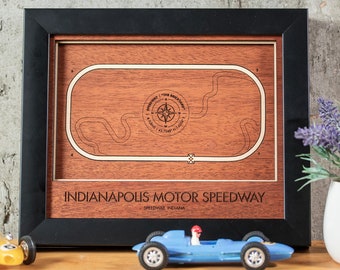 Indianapolis Motor Speedway Oval Circuit Shadow Box Map 8x10 Layered Wood Framed w/Glass