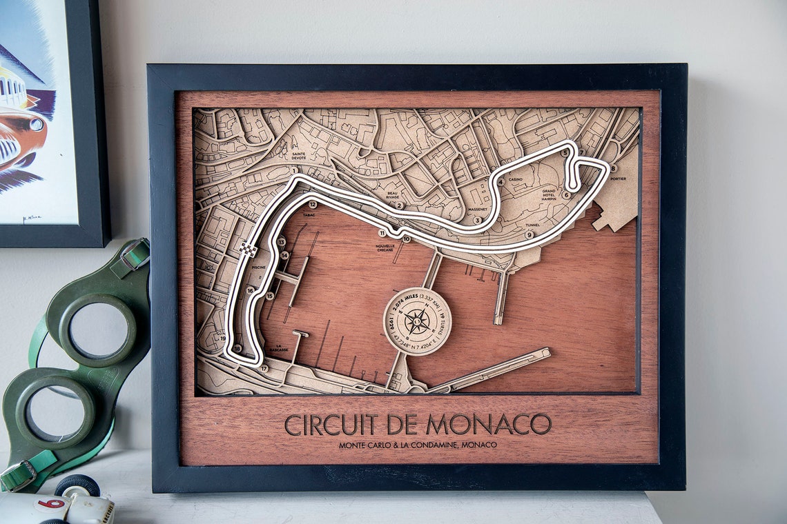 Circuit de Monaco Layered 3D Wood Map Formula 1 F1 Race Track | Etsy