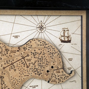 Oak Island Shadow Box Map 8x10 Layered Wood Framed W/glass - Etsy