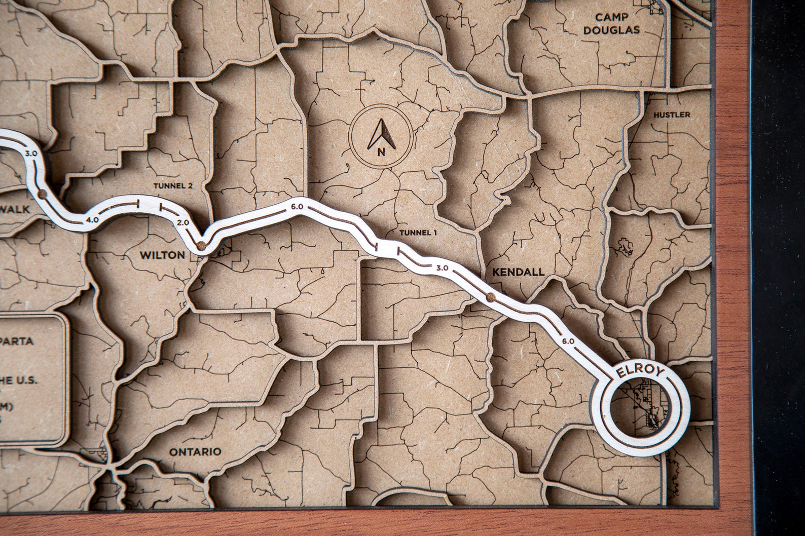 Elroy Sparta Wisconsin State Bike Trail 3D Layered Wood Map Etsy