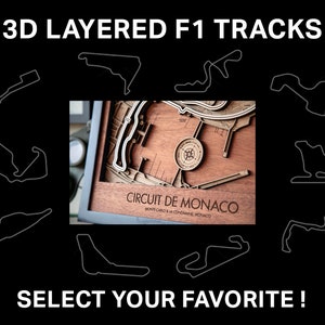 Déco murale F1 Carte des pistes en bois 3D de Formule 1