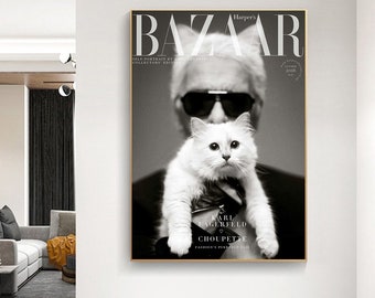 karl lagerfeld Magazine Cover, Bazaar Magazine Cover Poster,Bazaar Cover,   Poster,Fashion Poster,Wall Decor