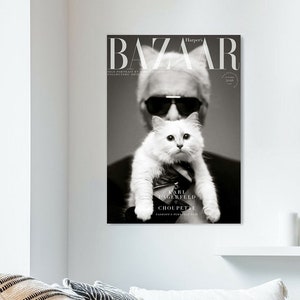 karl lagerfeld Magazine Cover, Bazaar Magazine Cover Poster,Bazaar Cover, Poster,Fashion Poster,Wall Decor image 2