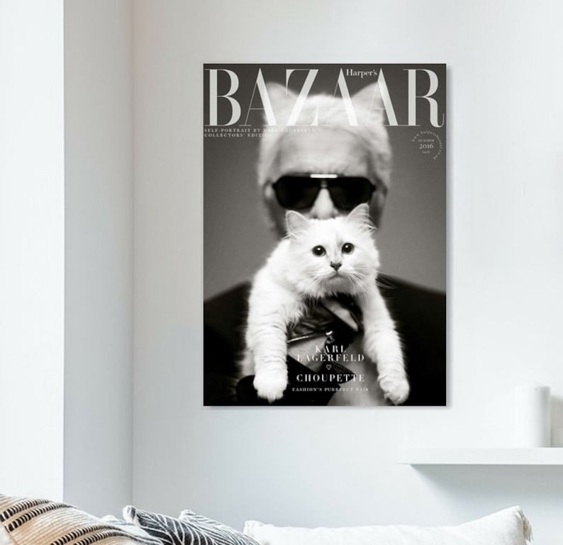 karl lagerfeld Magazine Cover, Bazaar Magazine Cover Poster,Bazaar Cover, Poster,Fashion Poster,Wall Decor image 2
