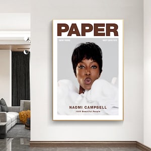 Poster di copertina della rivista Naomi Campbell Paper, design della copertina della rivista, decorazione da parete