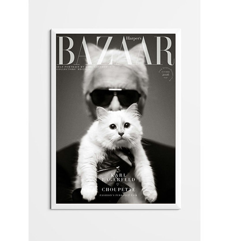 karl lagerfeld Magazine Cover, Bazaar Magazine Cover Poster,Bazaar Cover, Poster,Fashion Poster,Wall Decor image 4