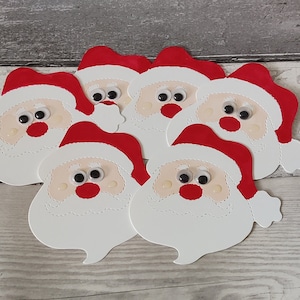 Pacote de 6 chapéus de coco feitos à mão para cartões de Natal do Papai Noel cortados para scrapbooking de confecção de cartões