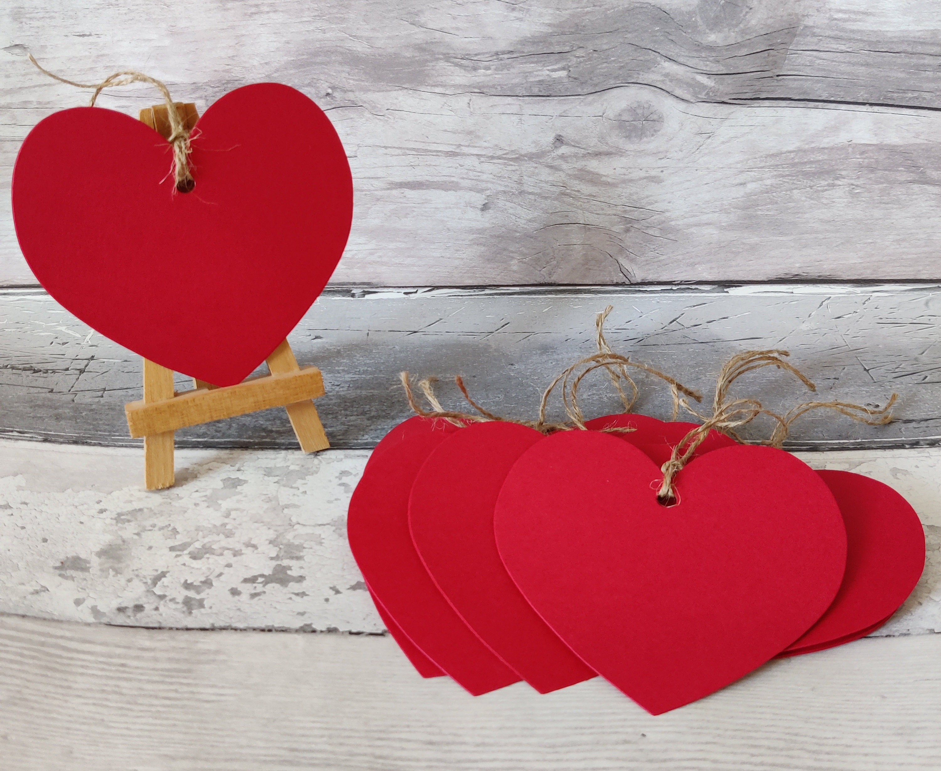 Pack of 10 Large Red Heart Gift Tags With Twine for Presents Gift Wrap