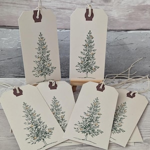 Packung mit 10 Vintage Hand gestempelt handgemachte festliche Baum Weihnachten Geschenkanhänger