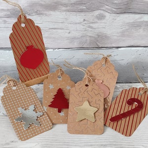 12 Grande main festive de Noël foiled Shiney Kraft vintage Gift Tags for Presents Table Decor