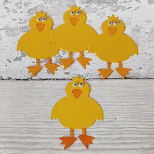 10 hechos a mano de Pascua Chick Die Cut Card Toppers para proyectos de artesanía de scrapbook de fabricación de cartas