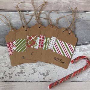 Confezione da 10 etichette regalo di buon Natale in carta riciclata vintage fatte a mano ecologiche