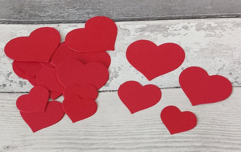 Pack of 50 Red Heart Die Cut Shapes Card Toppers for Etsy