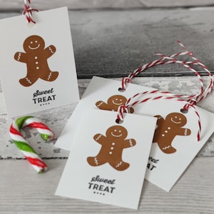 Pack de 12 Gingerbread Man Sweet Treats Hornear Regalo Navideño Festivo Etiquetas Hornear Etiquetas de Decoración