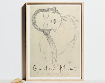 Gustav Klimt Print, Half-figure of a Young Woman Poster