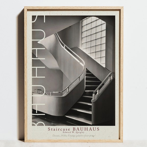 Bauhaus Wall Art, Staircase Dessau Print, vintage Exhibition Poster, Black White Modern Office, Architecture Interior Decor, Gift for Him