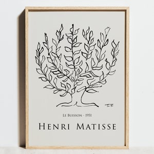 Henri Matisse Print Exhibition Poster, Modern Wall Decor, Minimalist Black White Tree Matisse Line Drawing Art, Abstract Scandinavian Gift