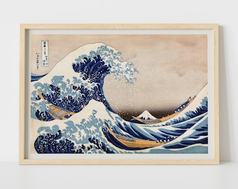 Impression d'art japonaise, La grande vague de Kanagawa par Hokusai, affiche d'art asiatique vintage, gravure sur bois japonaise, art mural moderne, impression Ukiyo-e