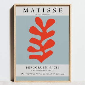 Henri Matisse Paper Cutouts Exhibition Poster, Matisse Print, Coral Flower Leaf, Minimalistisch Modern Abstract Decor, Neutrale Wall Art, Cadeau Idee