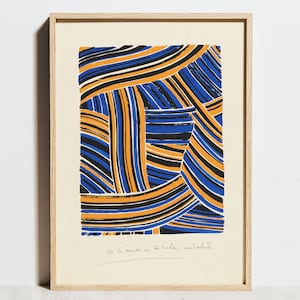 Bauhaus Blau Wand Kunst, Grafikdesign Ausstellung Poster, Mid Century Modern, Minimal Abstrakt Boho Interior, Linie Geometrisches Dekor, Geschenkidee