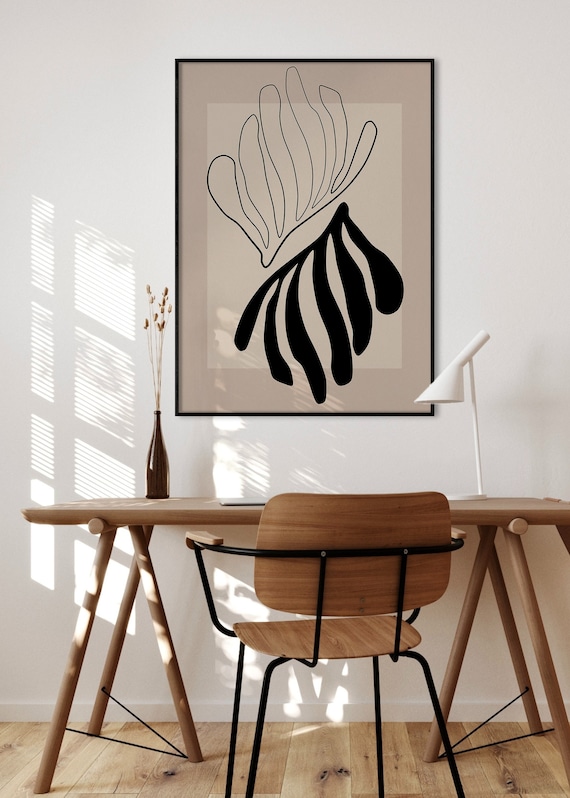 Henri Matisse Poster,leaf Paper Cutouts, Black White Beige Print