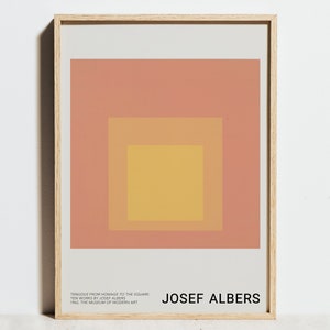 Josef Albers Print, Koralle Rosa Abstrakte Geometrische Wandkunst, Minimalistisches Ausstellungsplakat, Modernes Bauhaus Skandinavisches Dekor, Geburtstagsgeschenk Bild 1